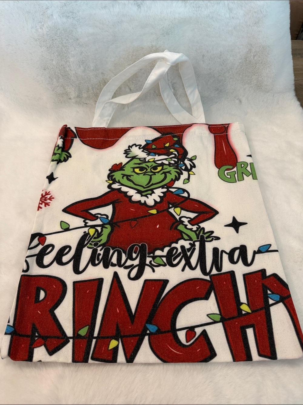 NWT Grinch Feeling Extra Tote in Red & White